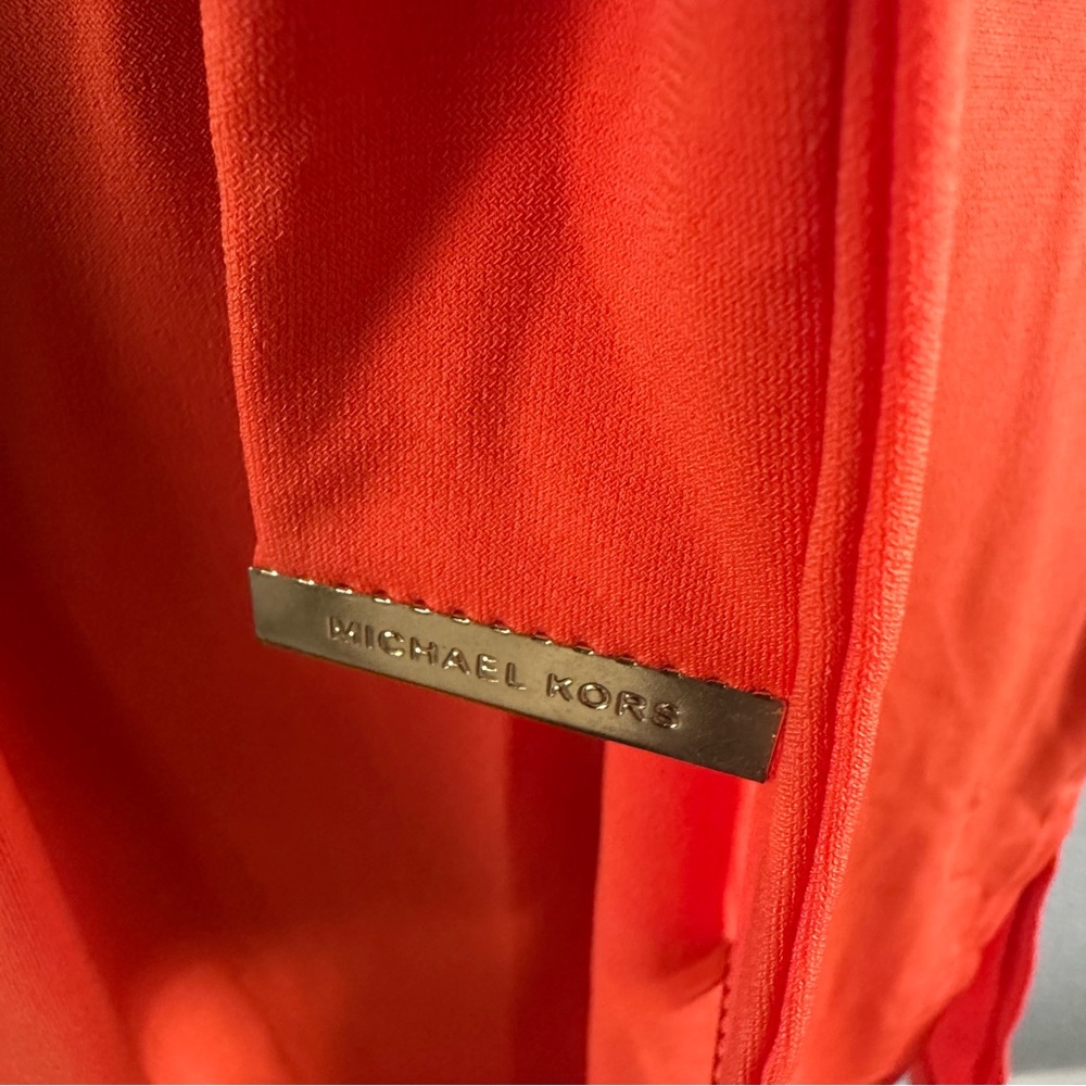 Michael Michael Kors Orange Belted Halter Tunic Gold Chain Neck Size M - Picture 3 of 12